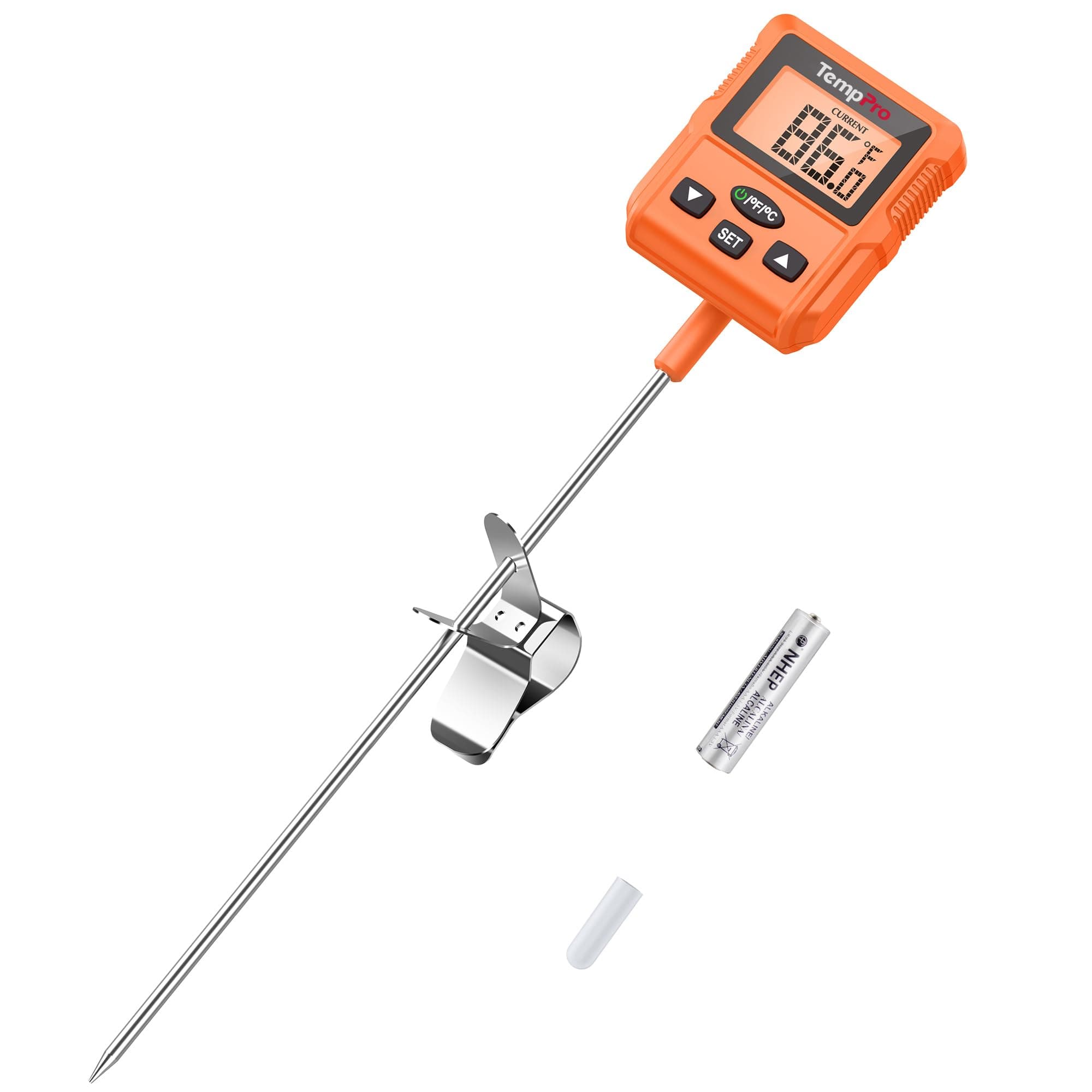 TP511 Digital Candy Thermometer with Pot Clip, Programmable Instant Read Food Meat Thermometer with 10'' Long Probe for Baking Grilling Candle Oil Deep Fry Thermometer(Previously ThermoPro)