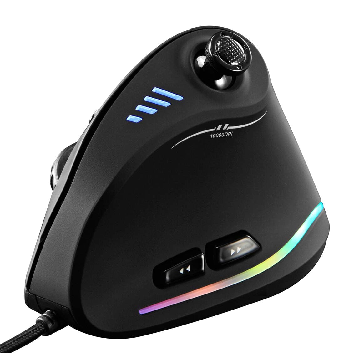 Vertical Gaming Mouse,Wired RGB Ergonomic USB Joystick Programmable Laser Gaming Mice,6+1 Design,11 Buttons,1000 Hz Max Polling Rate,10000 Max DPI,Upgraded Version for Computer Gamers,Black
