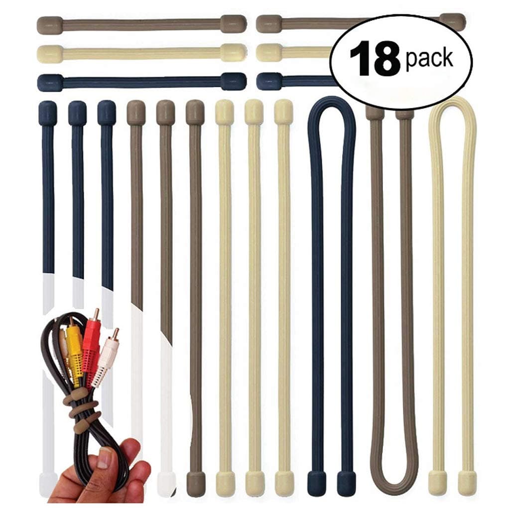 Rekkles 18pcs Silicone Binding Rope Solid String Outdoor Multi-function Tie Strap Reusable Organizer Cord