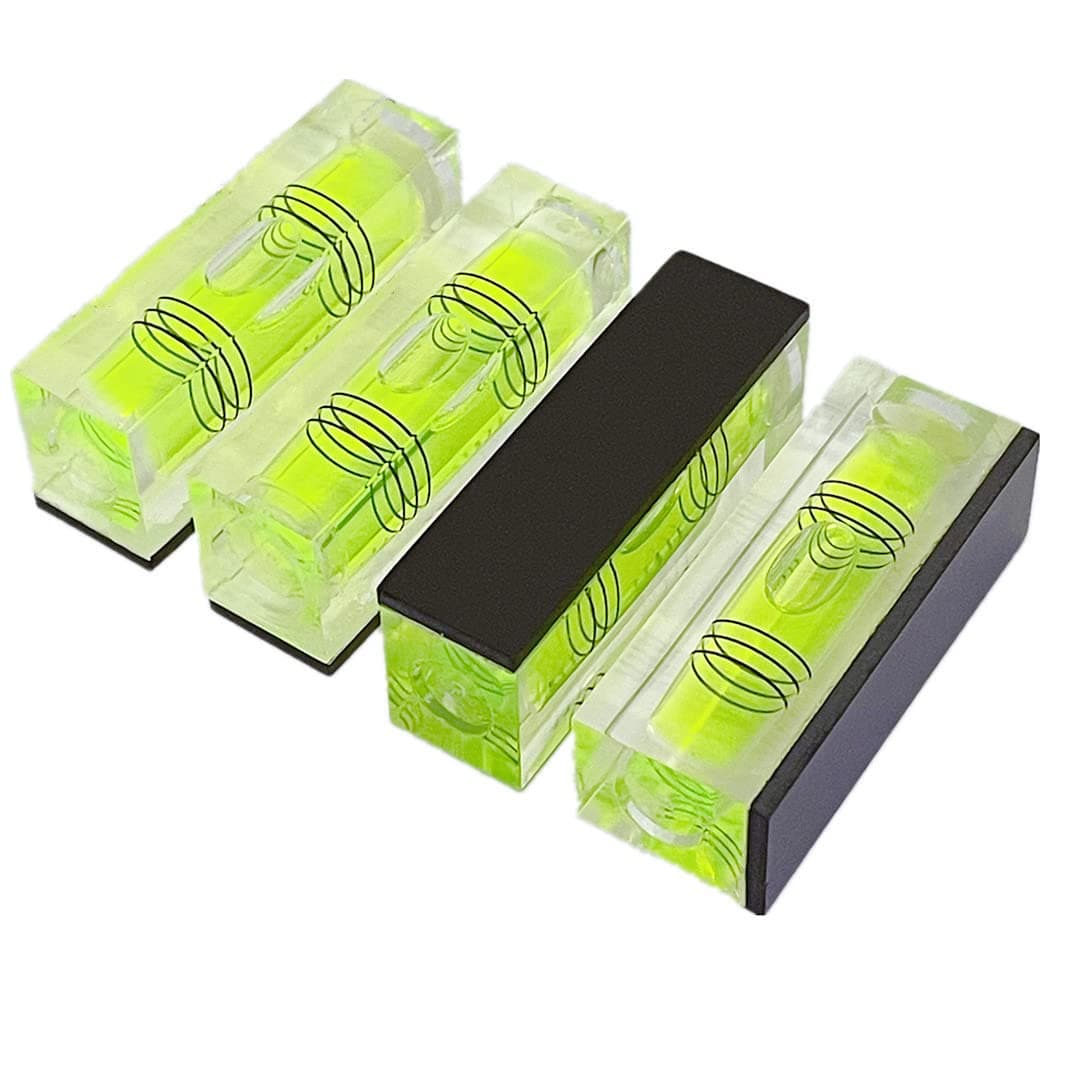 4Pcs Magnetic High Precision Small Level Bubble Three Line Horizontal Level Mini Square Bubble Spirit Levels for Picture Hanging, RV, Travel Trailer Green B901 52mm,Magnetism