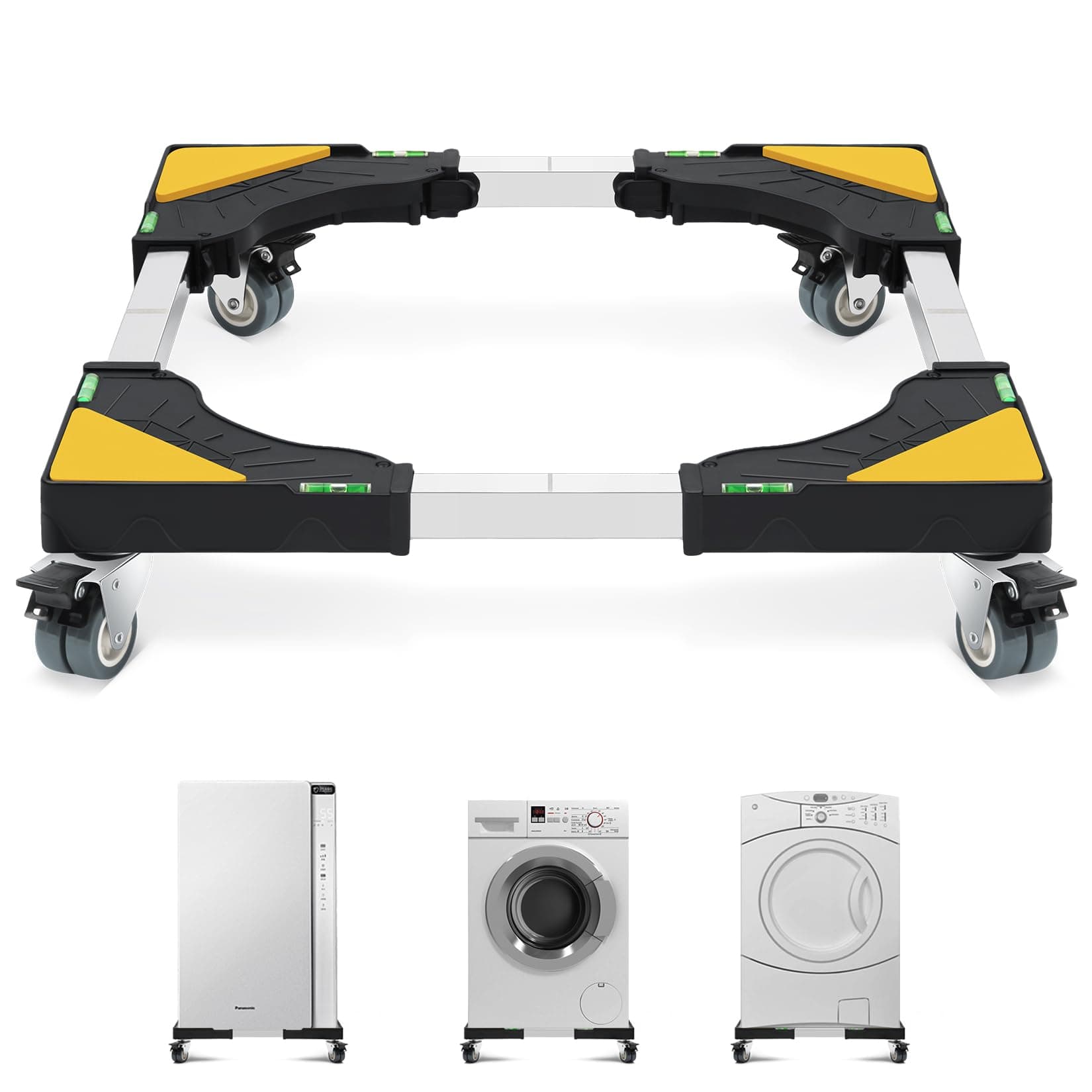 W B D WEIBIDA Mobile Roller with 4 Locking Wheels, Adjustable Furniture Dolly Mini Fridge Stand Appliance Dollys Cart Washer Pedestal for Portable Washing Machine, Dryer, Refrigerator