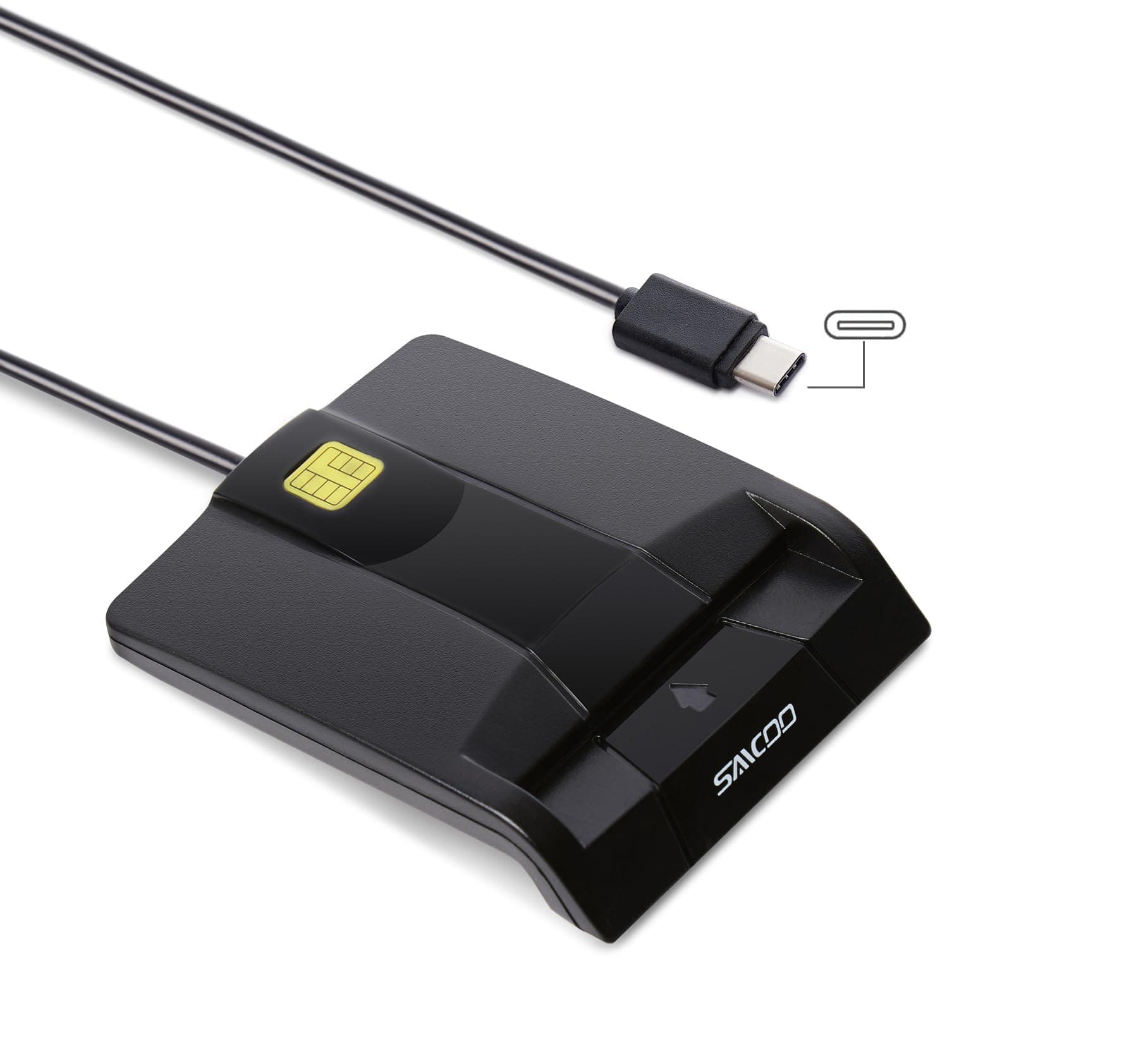 SAICOO Type C Smart Card Reader DOD Military USB-C Common Access CAC Card Reader, Compatible with Windows (32/64bit) XP/Vista/ 7/8/10, Mac OS X