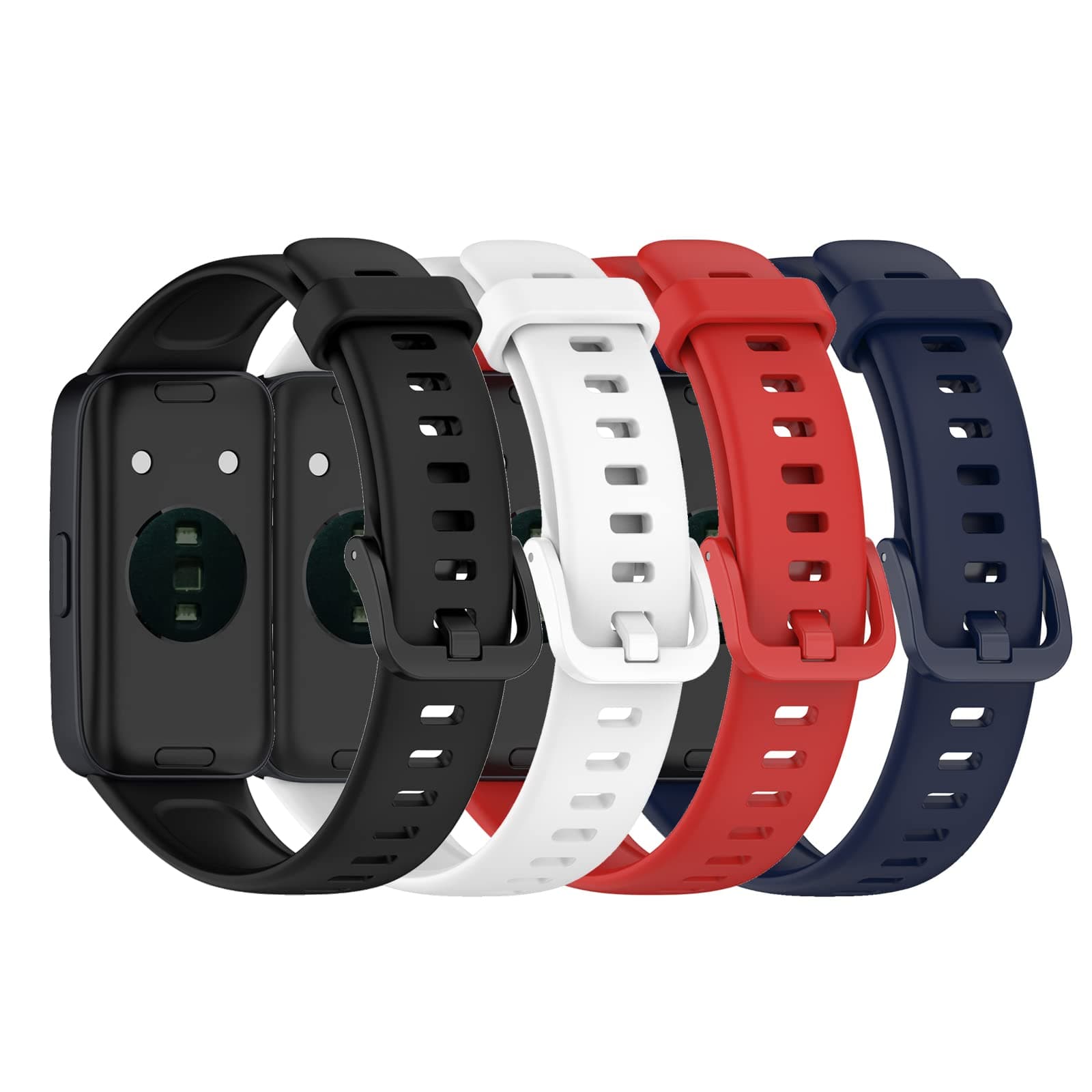 E ECSEM Bands Compatible with Huawei Band 10/9/8 Smartwatch Replacement Silicone Adjustable Bracelet Accessory Strap for Huawei Band 10/9/8 Wristbands W/Metal Buckle