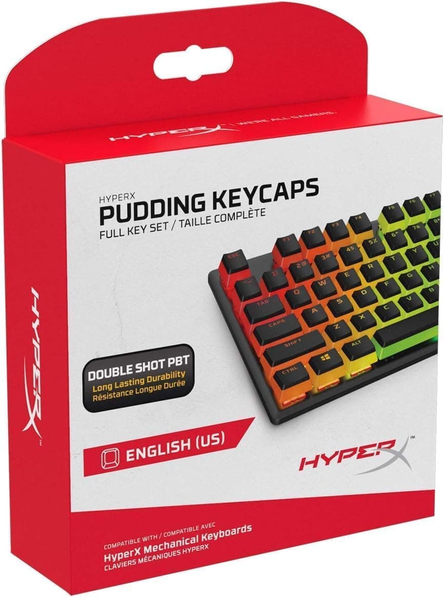 HyperX Prinkey Caps - Double Shot PBT Key Cap Set with Translucent Layers for Mechanical Keyboards Full 104 Key Set OEM Profile English (US) Array - Black