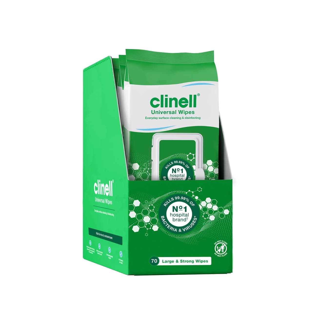 Clinell Universal Cleaning and Disinfecting Wipes for Home - Pack of 4 - 70 X...