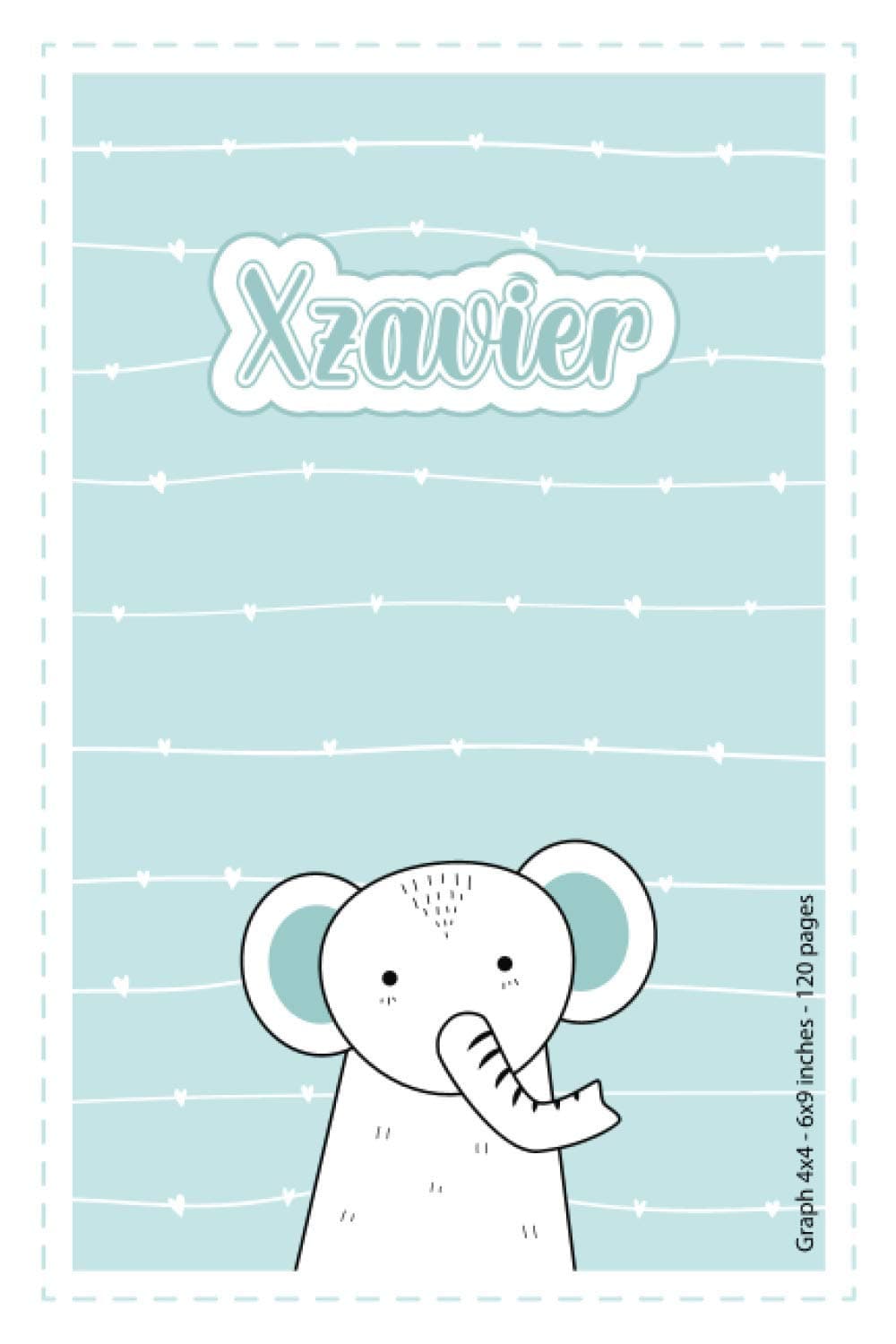 Xzavier: Personalized Name Squared Paper Notebook Light Blue Elephant | 6x9 inches | 120 pages: Notebook for drawing, writing notes, journaling, ... writing, school notes, and capturing ideas