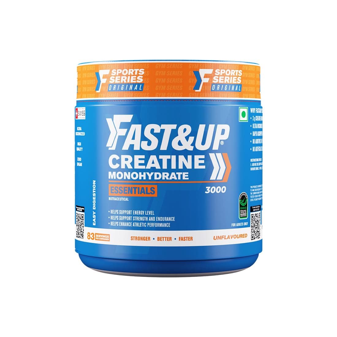- Fast&Up Creatine Monohydrate Powder | 100% Pure Micronized Creatine Supplement for Muscle Growth, Strength & Recovery | Unflavoured Creatine Powder, 250g (83 Servings)