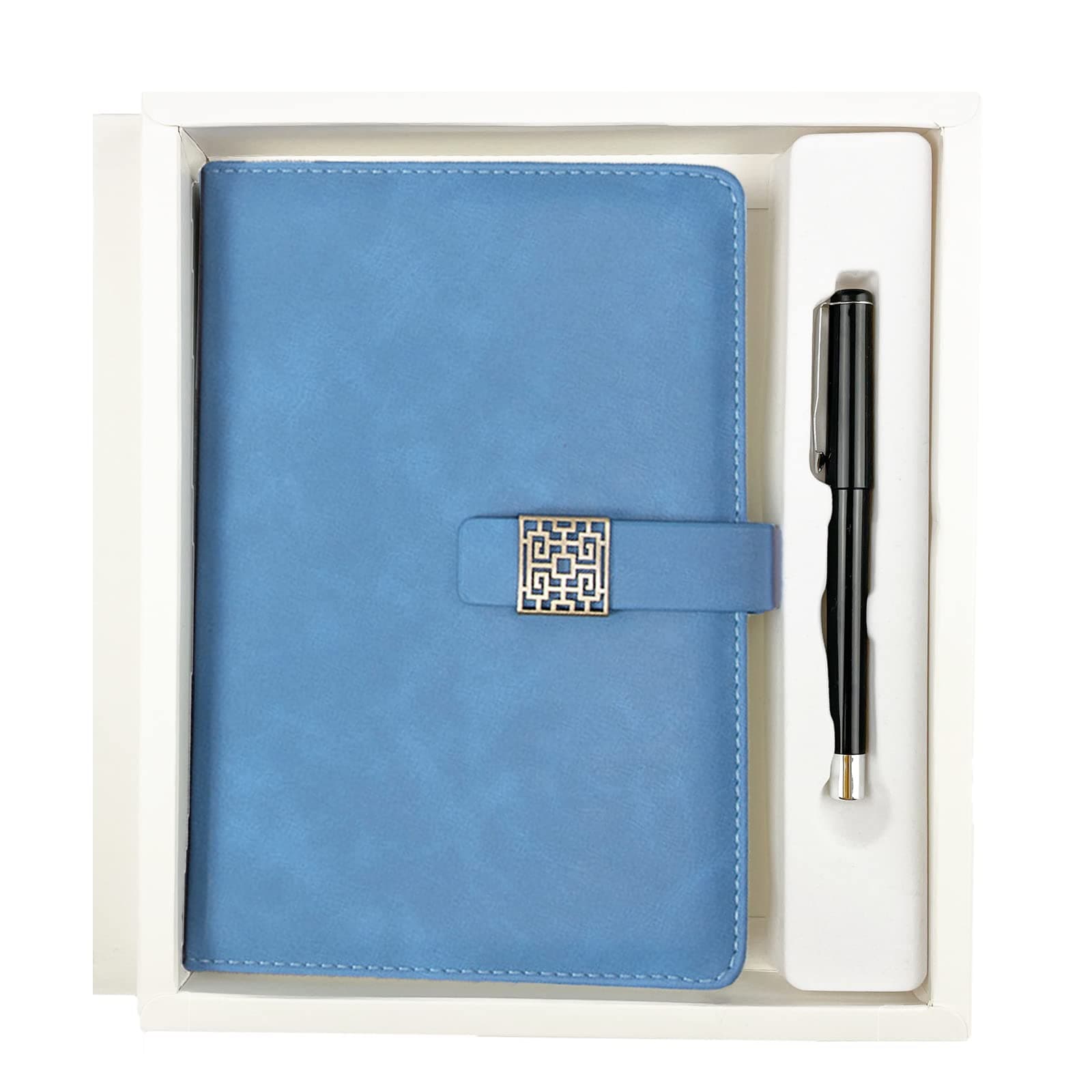 A5 Notebook with Pen 200 Lined Pages Leather Notebook Pen Set Thick Classic Luxury Journal Notepad Diary Stationary Gift Sets for Women or Man