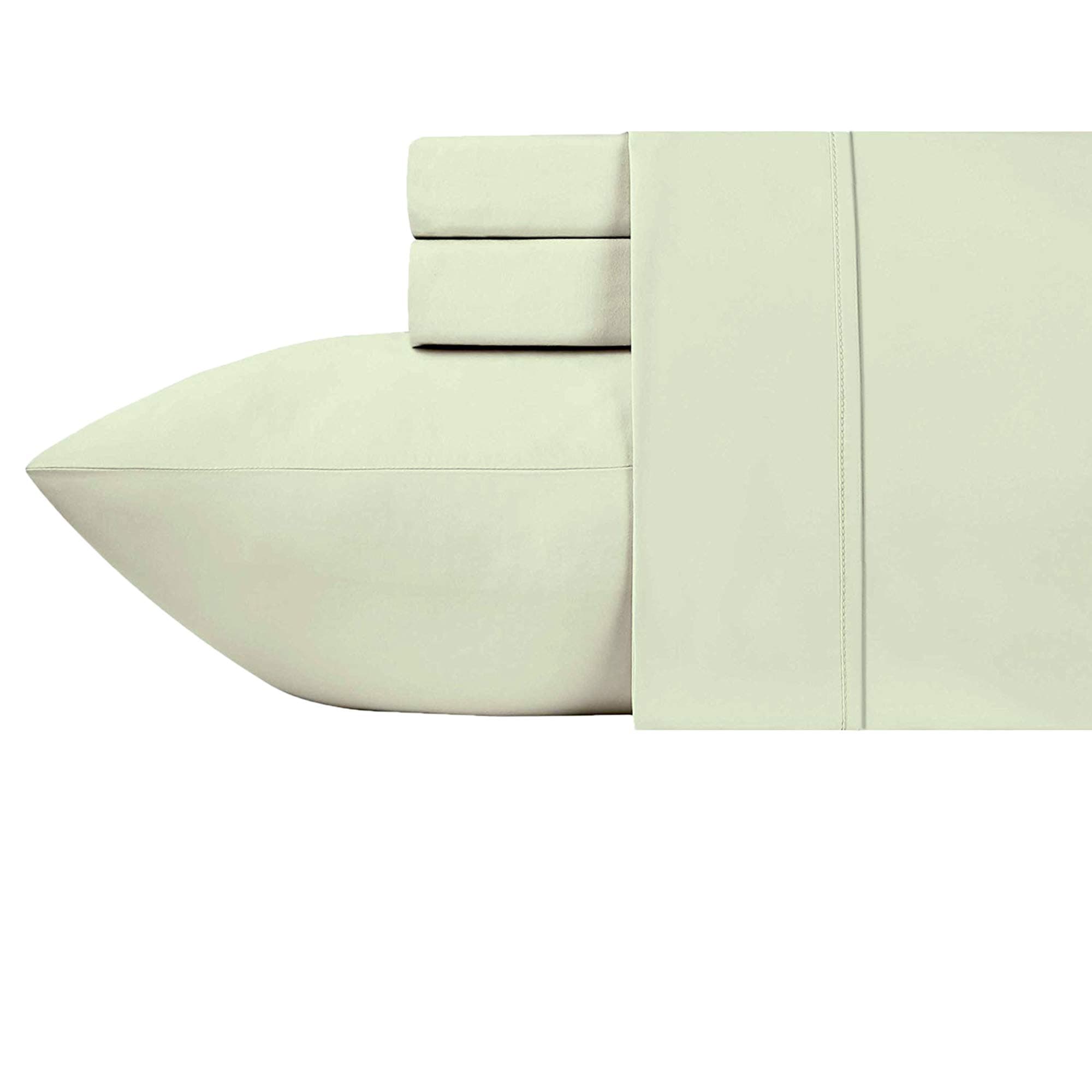 Clairvoyance 800 Thread Count 100% Cotton Queen Sheets Set, Fits Mattress Upto 16'' Deep Pocket, Sateen Weave, Soft Cotton 4 Piece Sheets and Pillowcases Set- Ivory