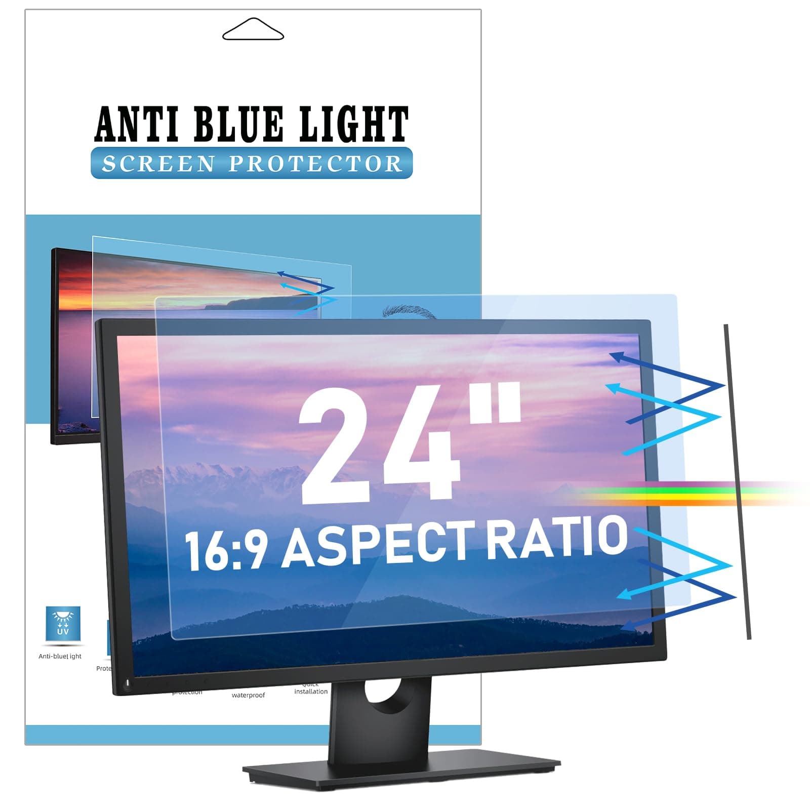 LAMA 24 Inch Blue Light Blocking Screen Protector, Universal Computer Monitor Screen Filter (WxH:20.9"*11.73"), Anti Blue Light, Anti Glare, Anti-UV, Eye Protection, Reduce Eye Strain(24" 16:9)
