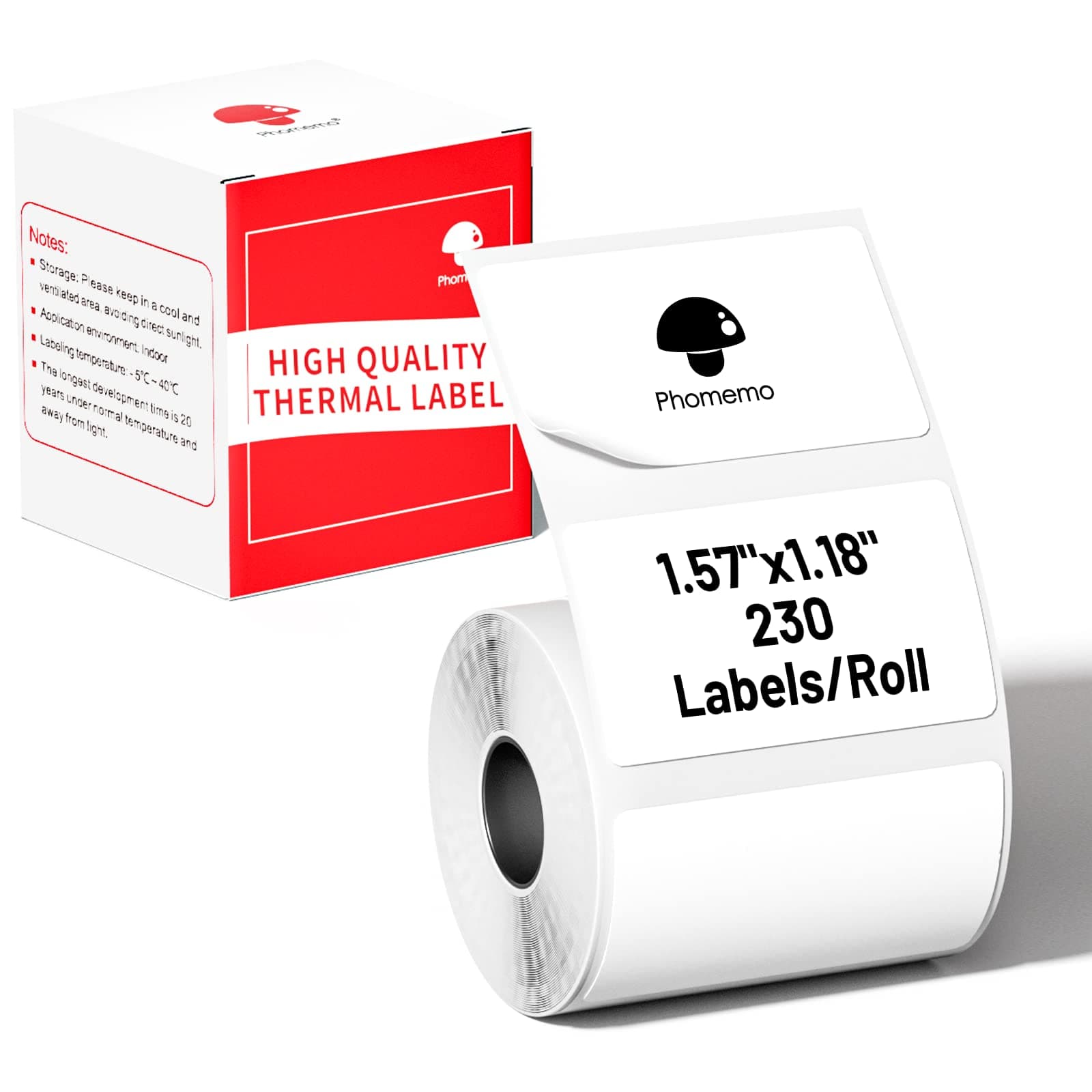 Multi-Purpose Square Self-Adhesive Label for Phomemo M110 M108 M100 M120 M200 M220 M221,1.57"x1.18"(40x30mm), 230 Labels/Roll, Black on White
