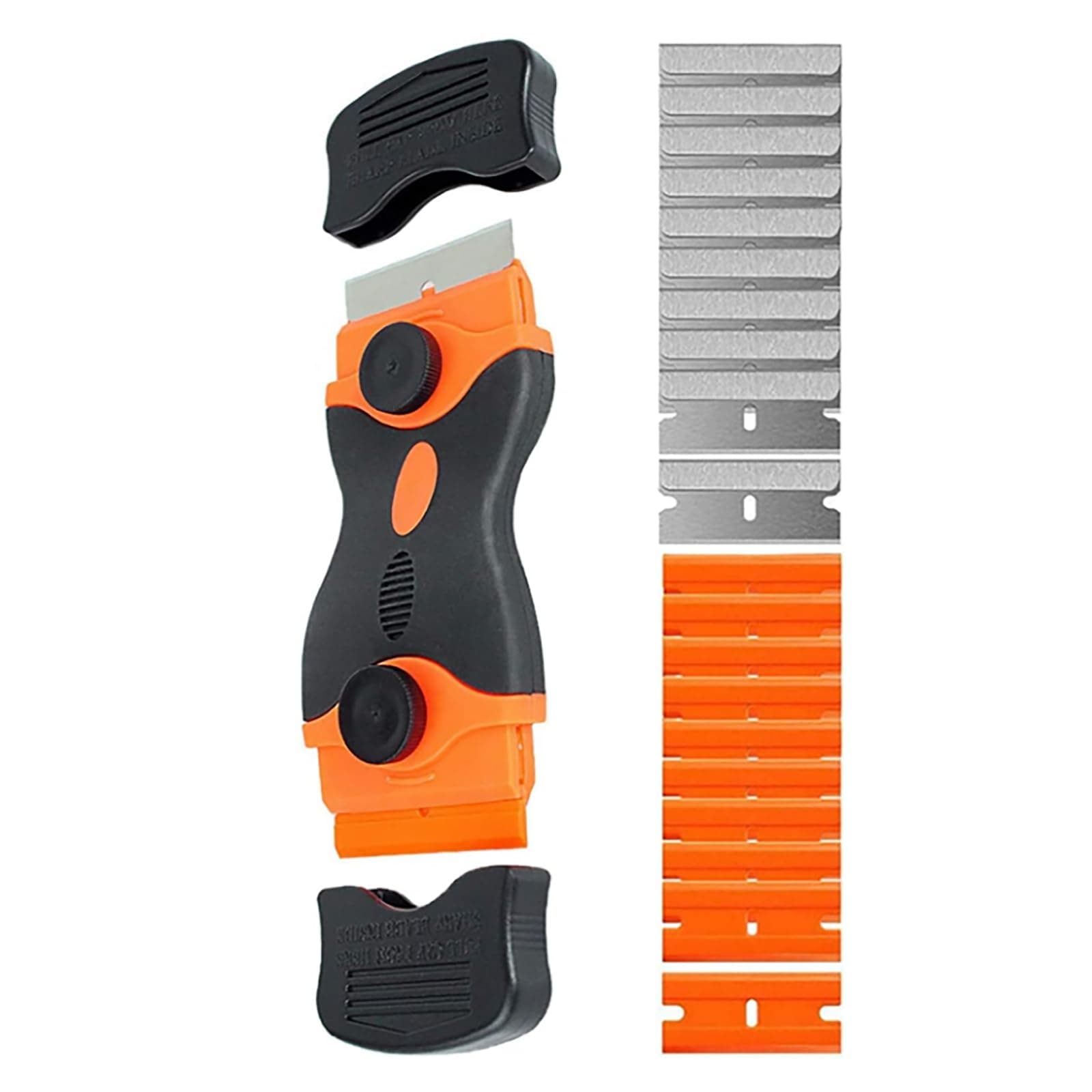 Purpose Double Edge Razor Scraper with 10 Plastic Razor Blades And 10 Metal Blades