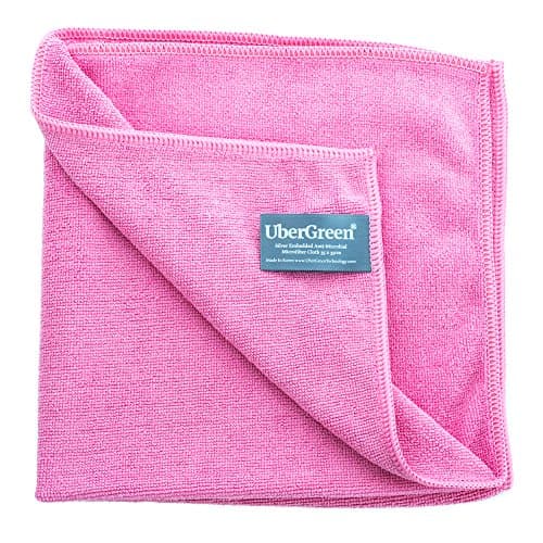 UberGreen Microfiber Cleaning Cloth - Silver Threads Embedded (Rose) - Reusable Enviro Microfiber