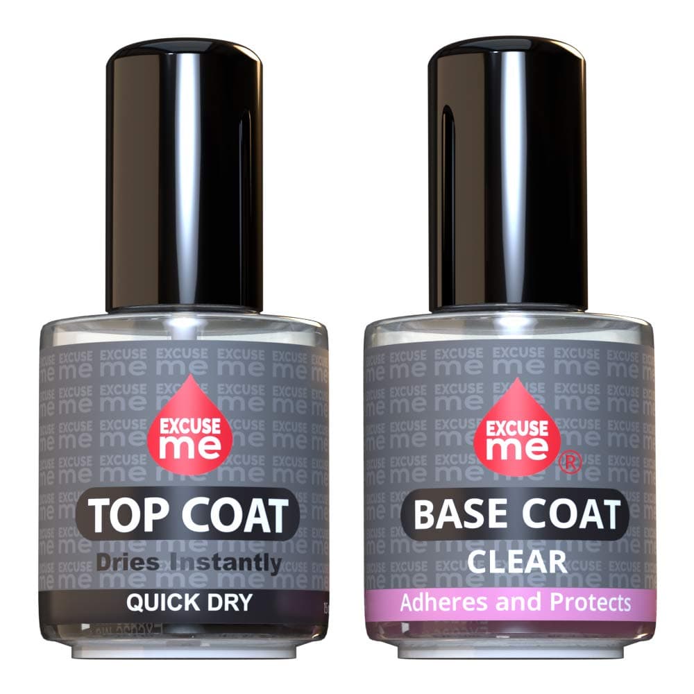 Duo Set Quick Dry Fast Top Coat + Base Coat Clear Long Lasting 15 ml / 0.5 oz
