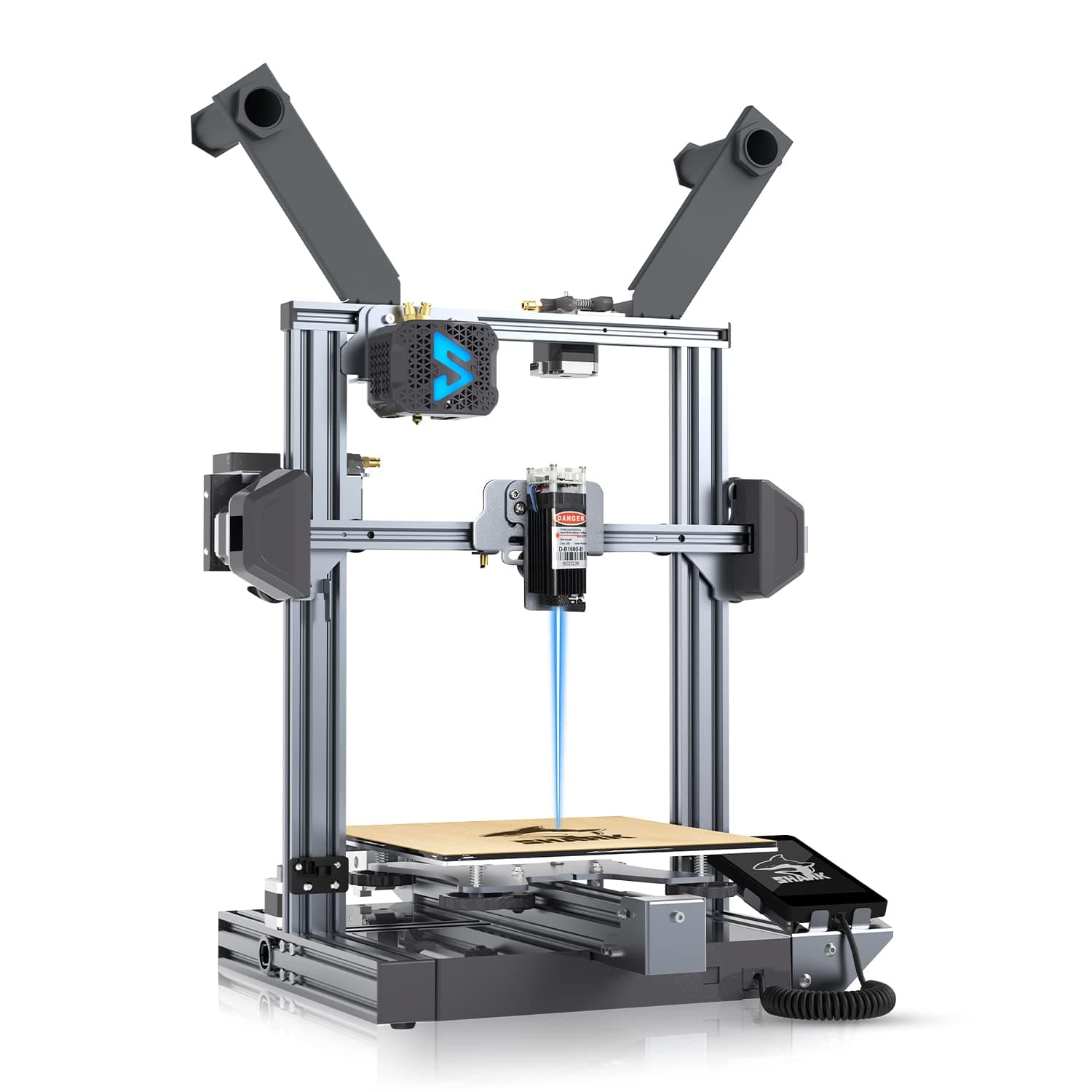 Shark V3 FDM 3D Printer Auto Leveling, 3D Printing/Laser Engraving/Dual-Color Multifunctional 3D Printer Printing Size 9.25x9.25x10.43in & Engraving Size 9.25x9.25in
