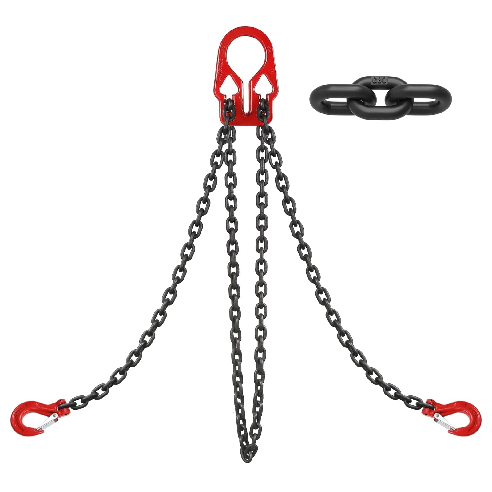 Heavy Duty Lifting Chains with Adjustable Hooks, 5/16 Inch x 10 Ft, Dual Leg Chain Maximum Load 7000lbs, Suitable for Cranes, Truck Towing
