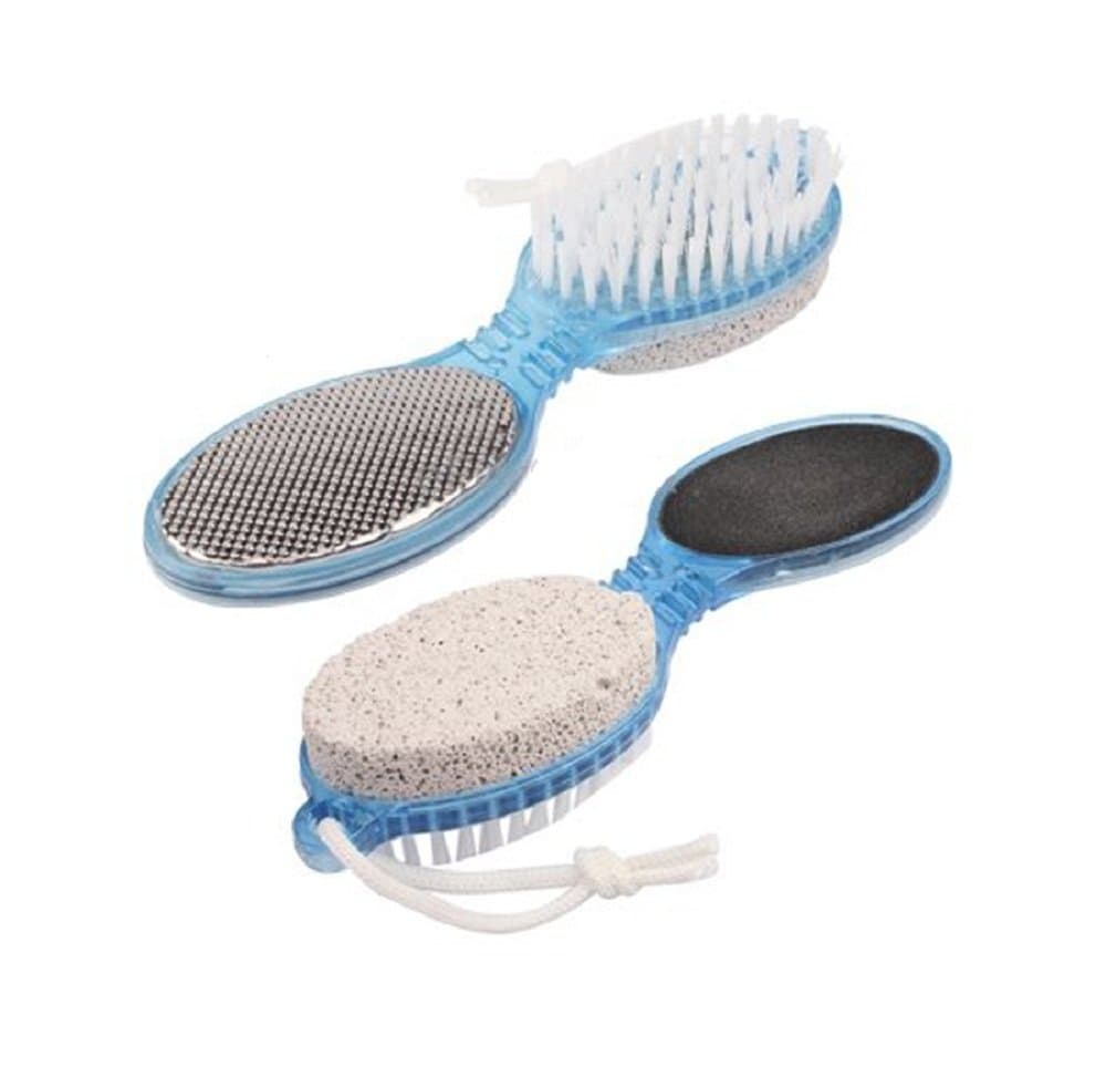 4 in 1 Multi use Pedicure Paddle Brush - 4 Step Pedicure (Cleanse, Scrub, File and Buff) - (Color may vary)