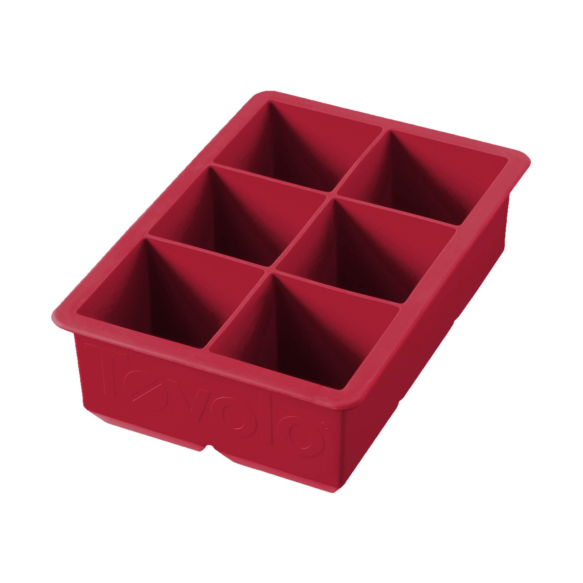Tovolo Large 2” King Cube Ice Tray Cayenne Red Ice Cube Trays for Whiskey Cocktails Smoothies, Big Square Ice Cube Mold Silicone Freezer Tray for Perfect Rock Cubes BPA Free Dishwasher Safe