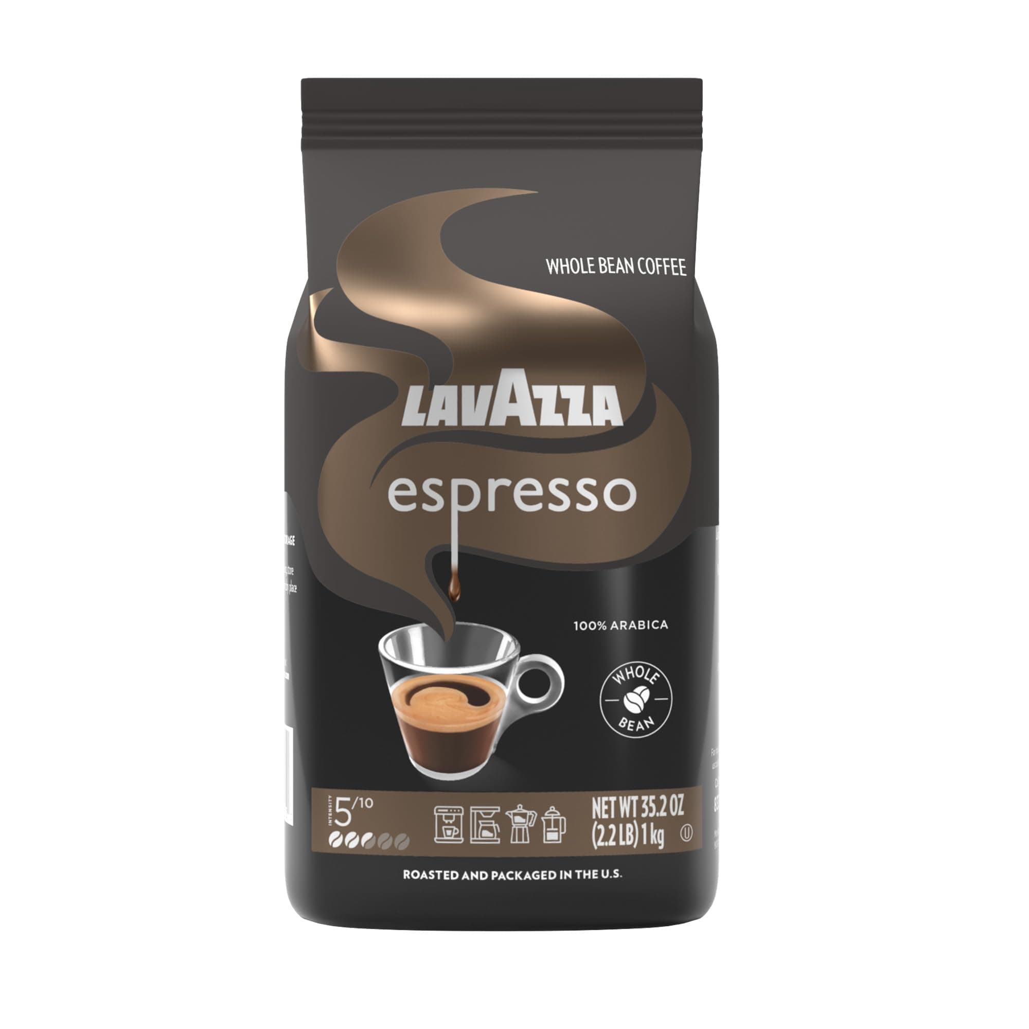Lavazza Caffe Espresso Whole Bean Coffee Blend, Medium Roast, 2.2-Pound Bag