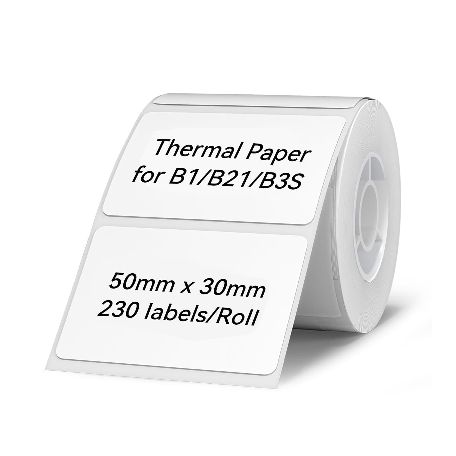 Labels for B1/B2/B21/B3S/K3 Lable Printer, 2" x 1.18" (50×30 mm) Waterproof Sticker Paper Shipping Address Labeling Replacement with Self-Adhesive - 1 Roll of 230pcs (White)