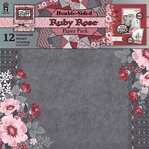 Ruby Rose Double-Sided Paper Pack by Hot Off The Press | 12 Double-Sided 12”x12” Sheets of Coordinated, Heavyweight 80# Scrapbooking Paper