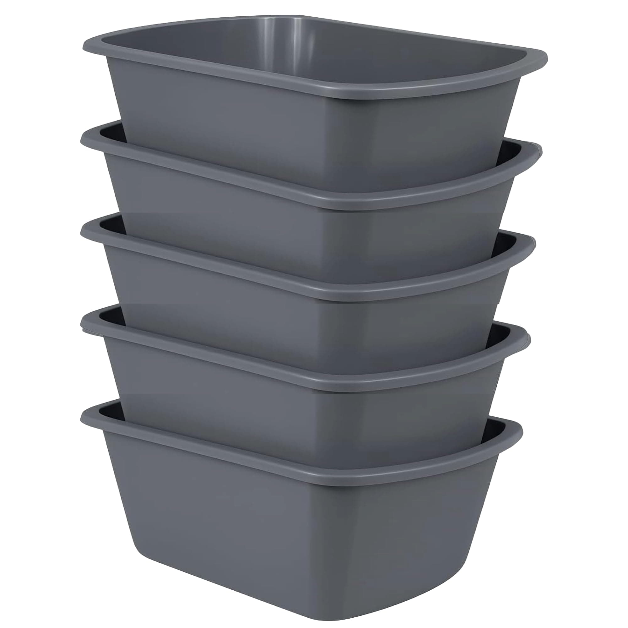 Vakly Wash Basin 7-Quart [5 Pack] – Rectangular Plastic Tub with Graduated Markings, Small Portable Soaking Basin for Face, Foot Bath, Laundry & Bedside Care