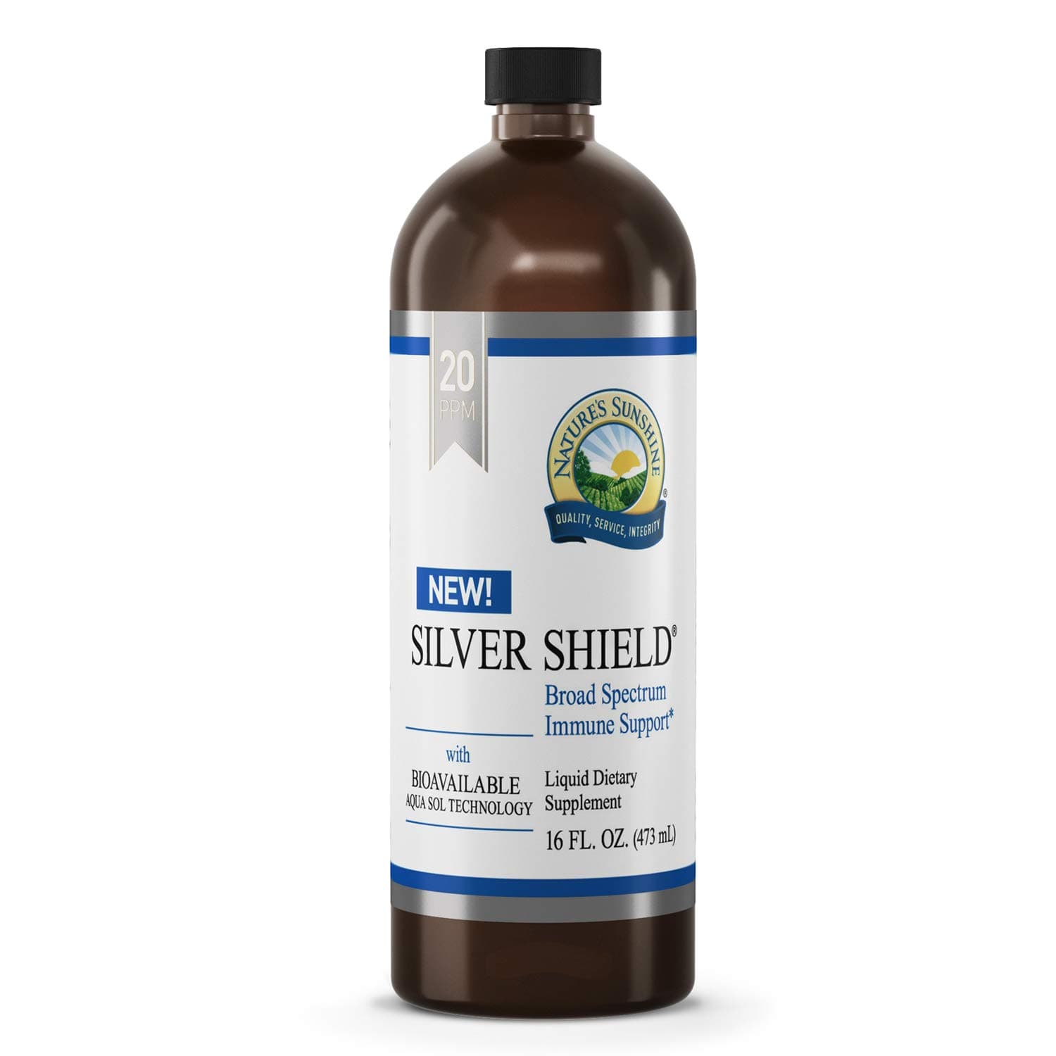 Silver Shield Liquid, 16 Fl Oz | Colloidal Silver Liquid with Aqua Sol Technology Provides Immune Support and Protection