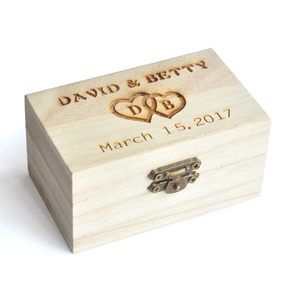 Personalized Ring Box, Rustic Wedding Ring Bearer Box, Wood Wedding Ring Box, Wedding Box for Rings