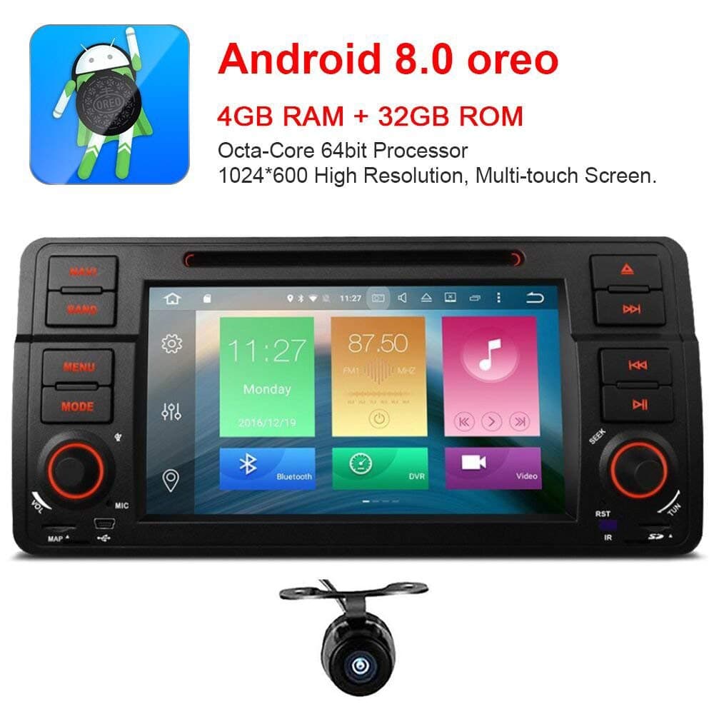 Freeauto For BMW E46 320 325 7 Inch Android 8.0 Multi Touch Screen Car Stereo Radio DVD Player GPS CANbus Screen Mirroring Function OBD2 Octa-Core 64Bit 4G RAM 32GB ROM