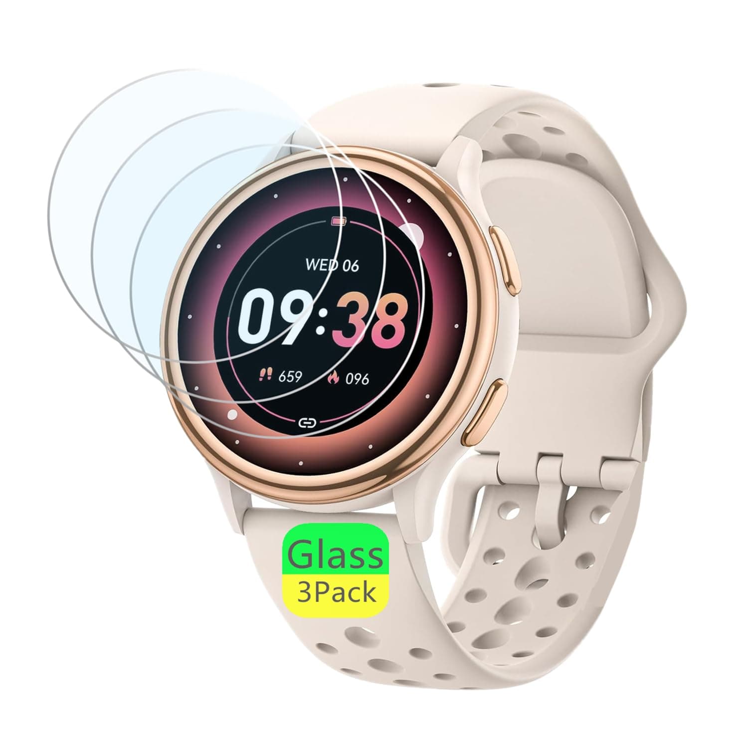 Screen Protector Compatible for HaSaKei Smart Watch 1.27" (3 Pack) 9H Tempered Glass Film, G53 Fitness Tracker Screen Protector