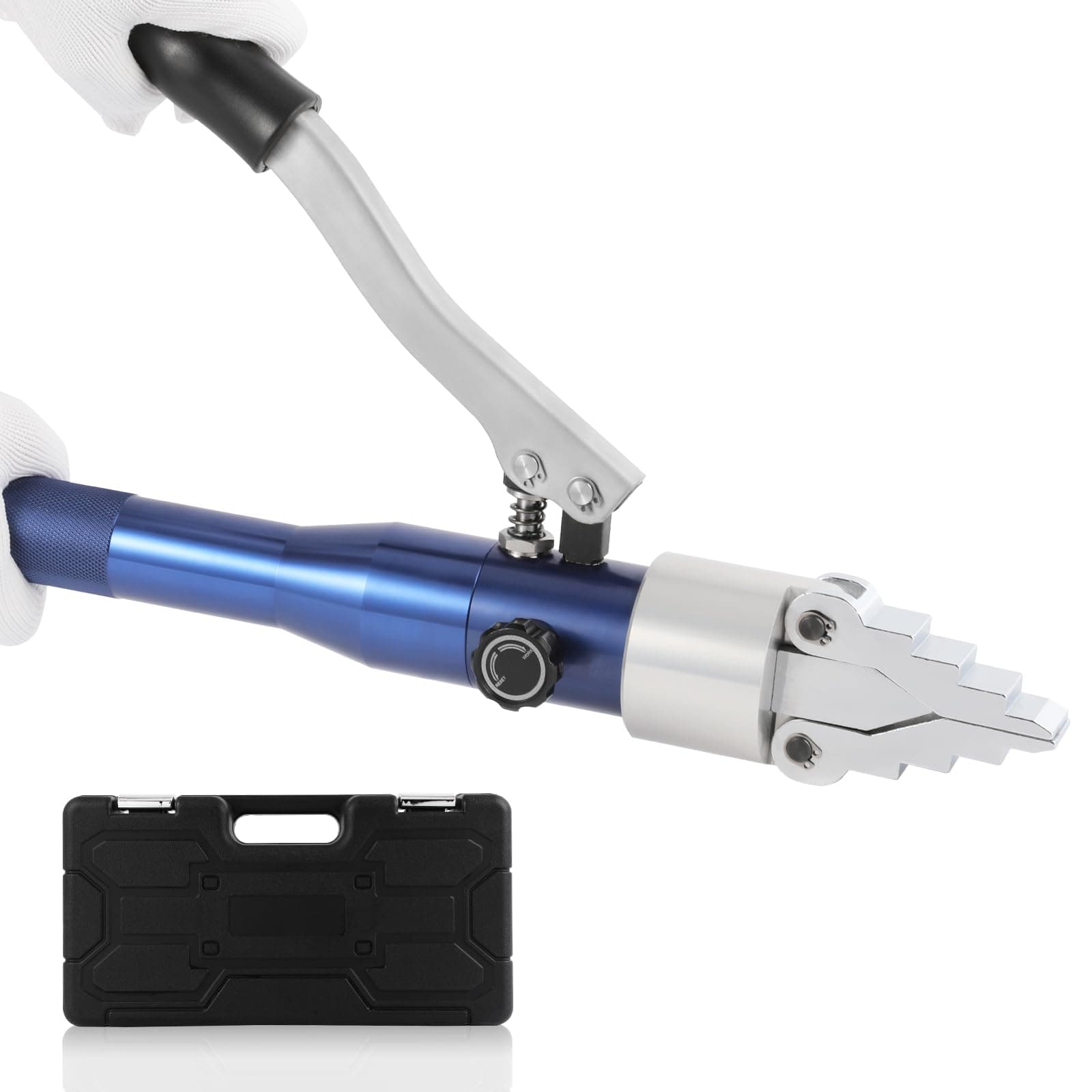 Huanyu Integral Hydraulic Flange Spreader 6T Portable Hydraulic Flange Separator Manual Flange Splitter Aluminum Alloy Pliers Max Spread 36mm Fast Oil Return for Flange Replacement Blue YQ-30L