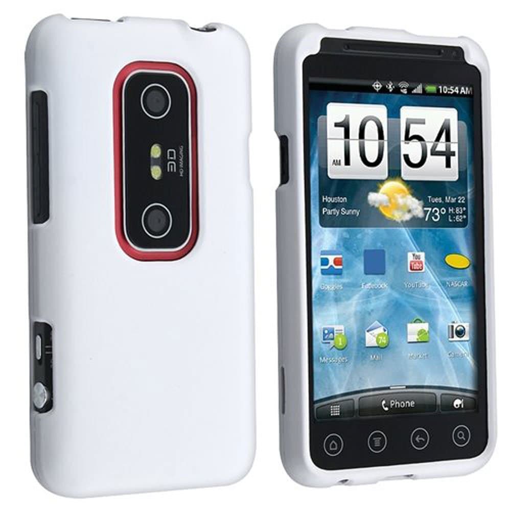White Rubberized Hard Phone Cover for HTC EVO 3D Protector Case