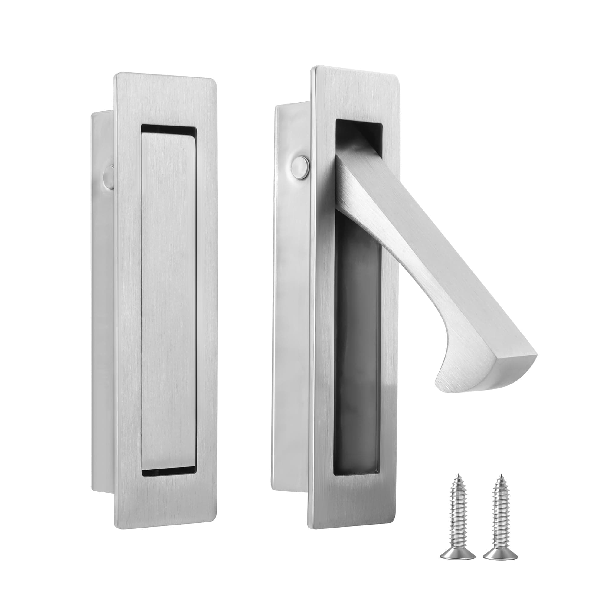Malimali Pocket Door Pull Handle, Edge Pull, Stainless Steel Pocket Door Hardware Recessed Sliding Door Pulls Finger Flush Pull (Brushed Steel, 2 Pack)