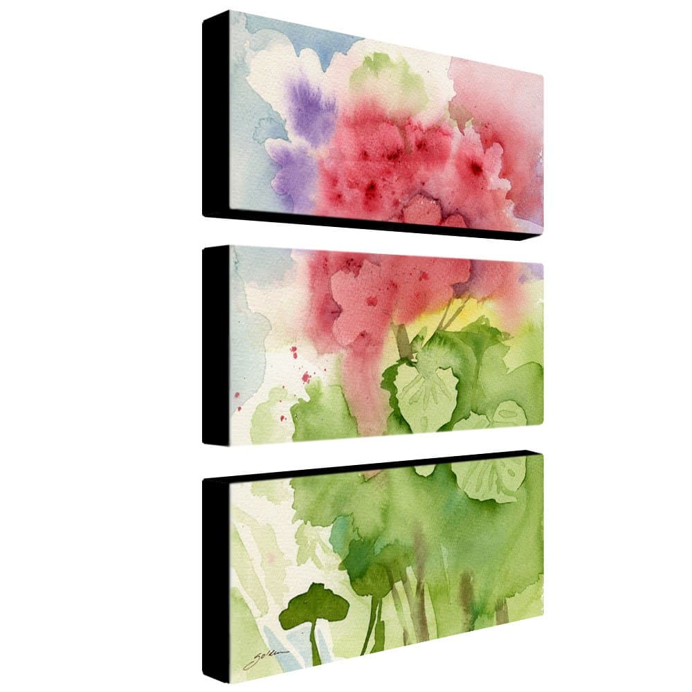 Pink Geranium by Sheila Golden, Three Panel Set
