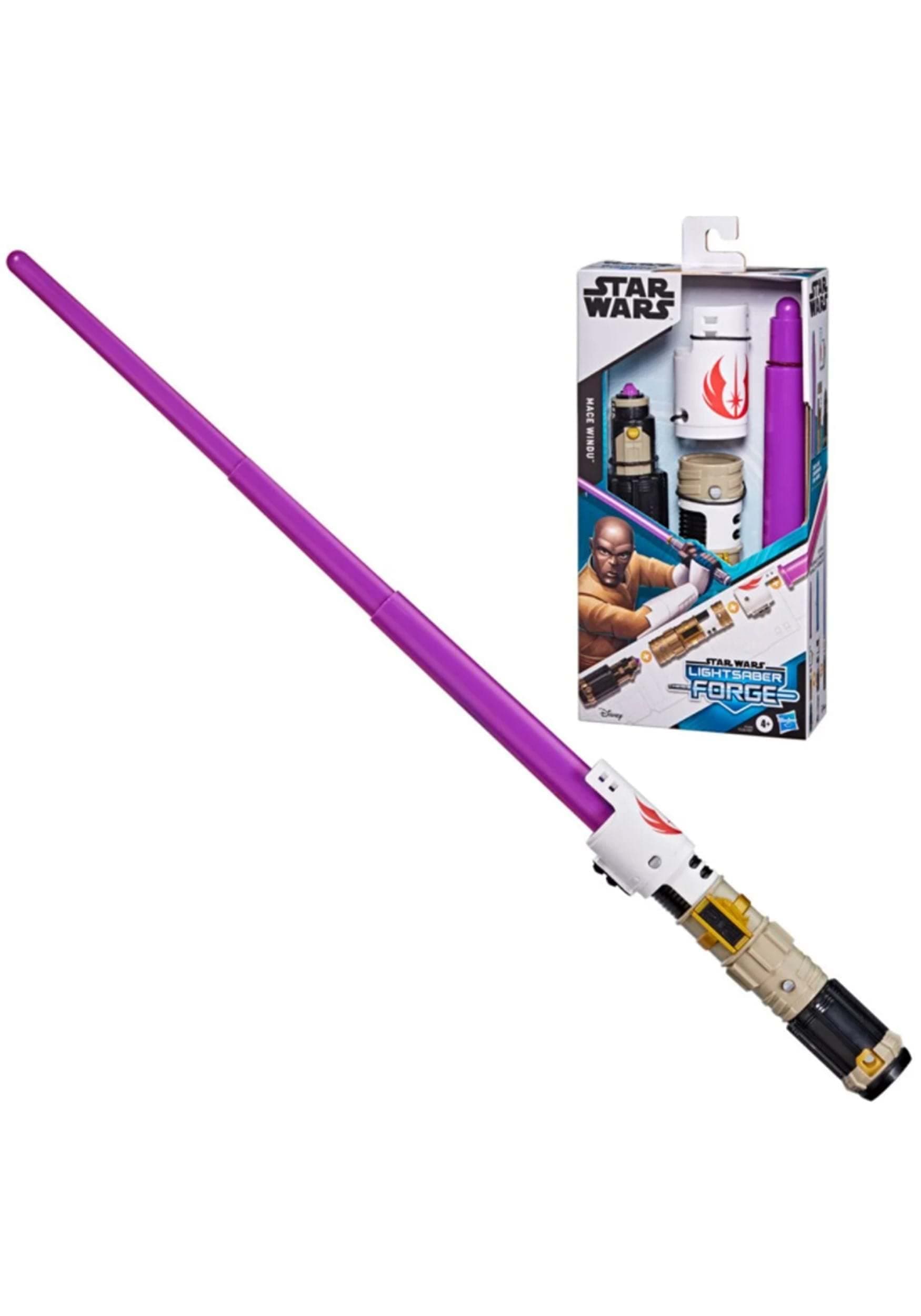 Lightsaber Forge Mace Windu Extendable Purple Lightsaber Toy, Customizable Roleplay Toy for Kids Ages 4 and Up, Multi-Colored, Standard, (F1164)