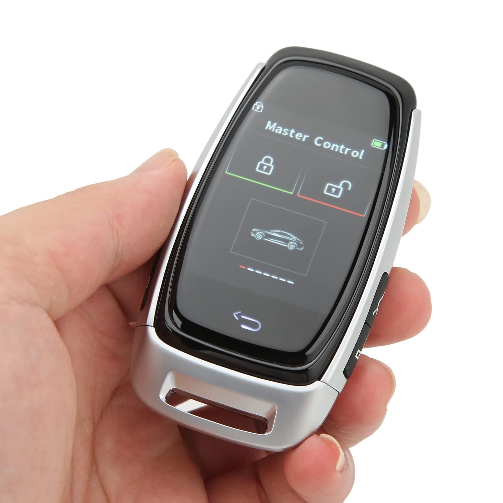 Car Start Stop Remote Key, Smart LCD Key Simple Bluetooth 5.0 Connection Smooth Touch for One Button Start Cars(Silver)