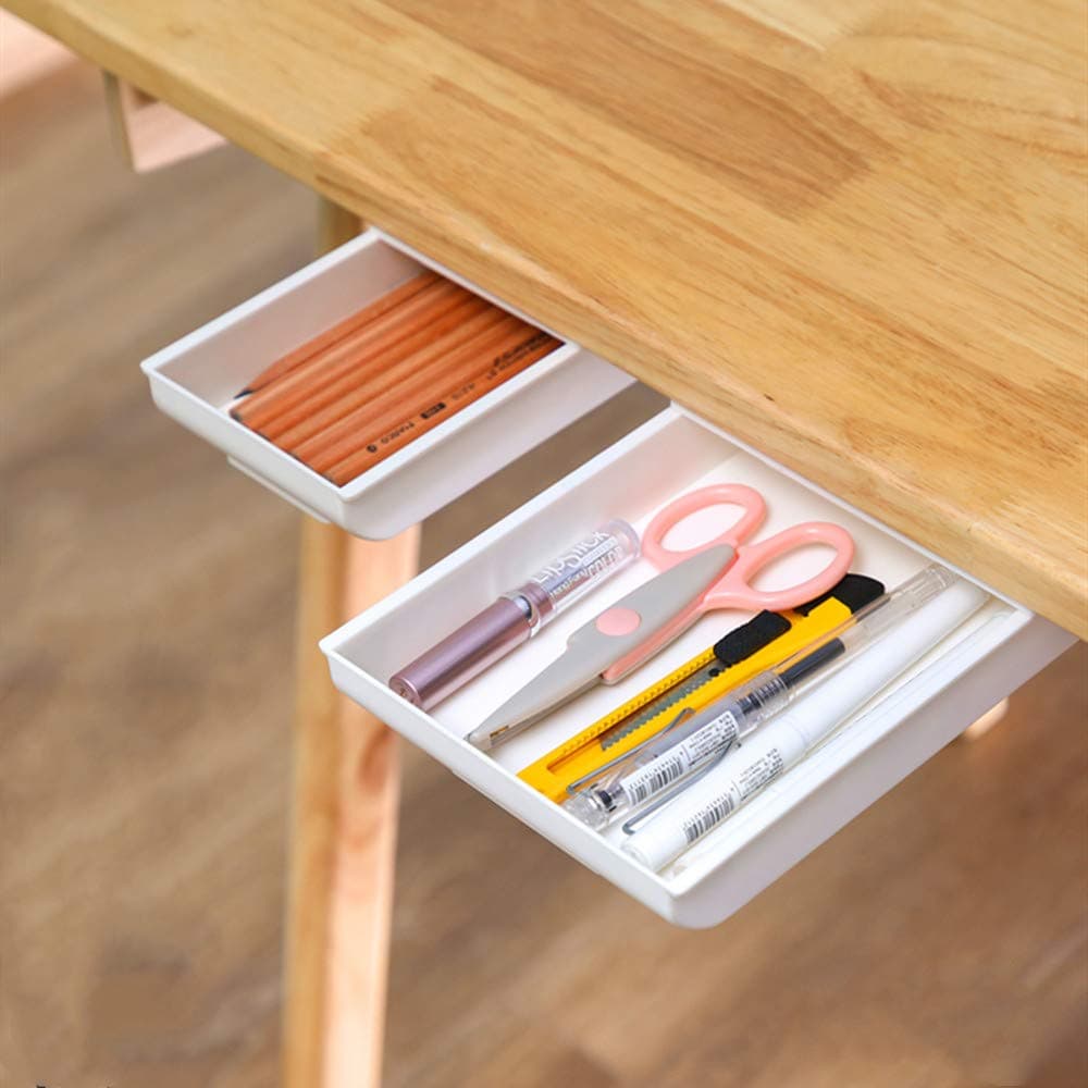 2 Pack Under Desk Drawer Organizer