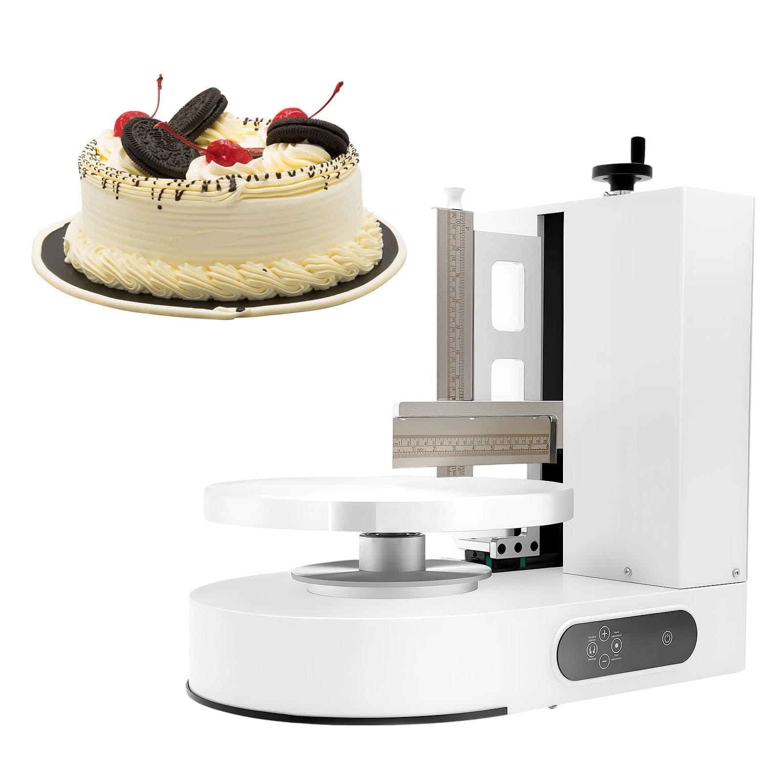 Cake Decorating Machine, Tabletop Cake Frosting Machine, Cream Smooth Coating Decoration Machine with LCD Display Type for 4-12inch Cakes for Cake Shops, Dessert Shops, Households