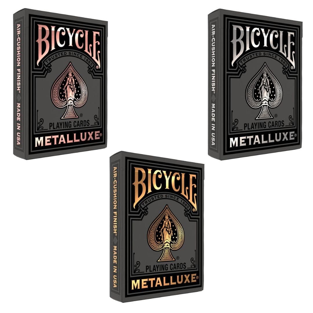 Bicycle Black Metalluxe 3 Pack Bundle – Includes Gold, Silver, and Rose Gold ...