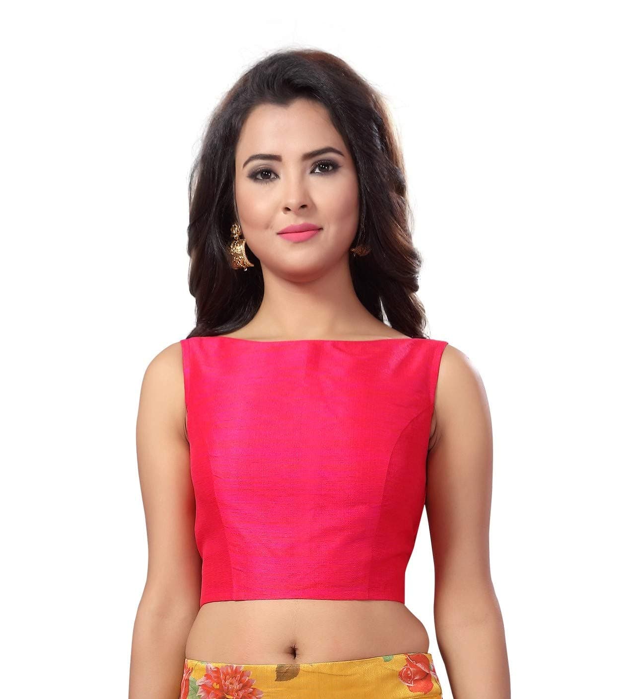 Studio ShringaarWomen's Polyester Sleeveless Readymade Saree Blouse