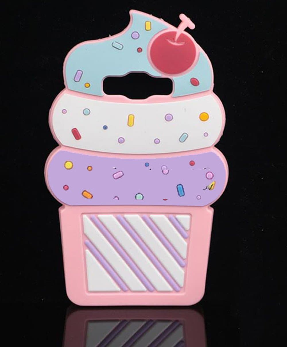 Galaxy J3 Case,Galaxy Express Prime Case,MANBO 3D Cherry ice Cream Soft Silicon Gel Back Cover Case For Samsung J3 / Express Prime / Amp Prime [Pink]