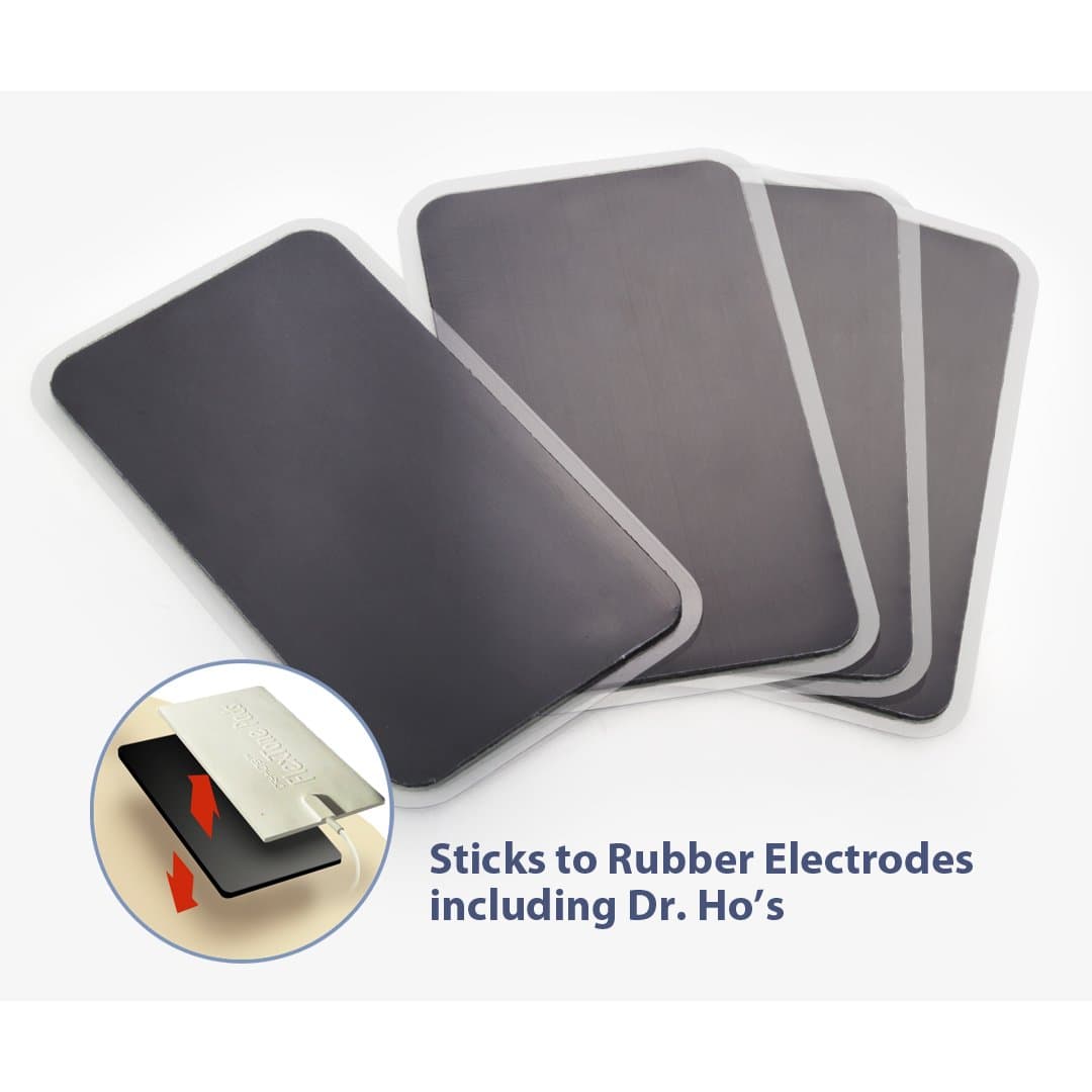 Double-Sided Electrode Gel Pads 4-Pack, 3" x 5.1" for Rubber Electrodes of Dr. Ho Replacement Pads or other TENS / EMS / Electrotherapy / Muscle Stimulators