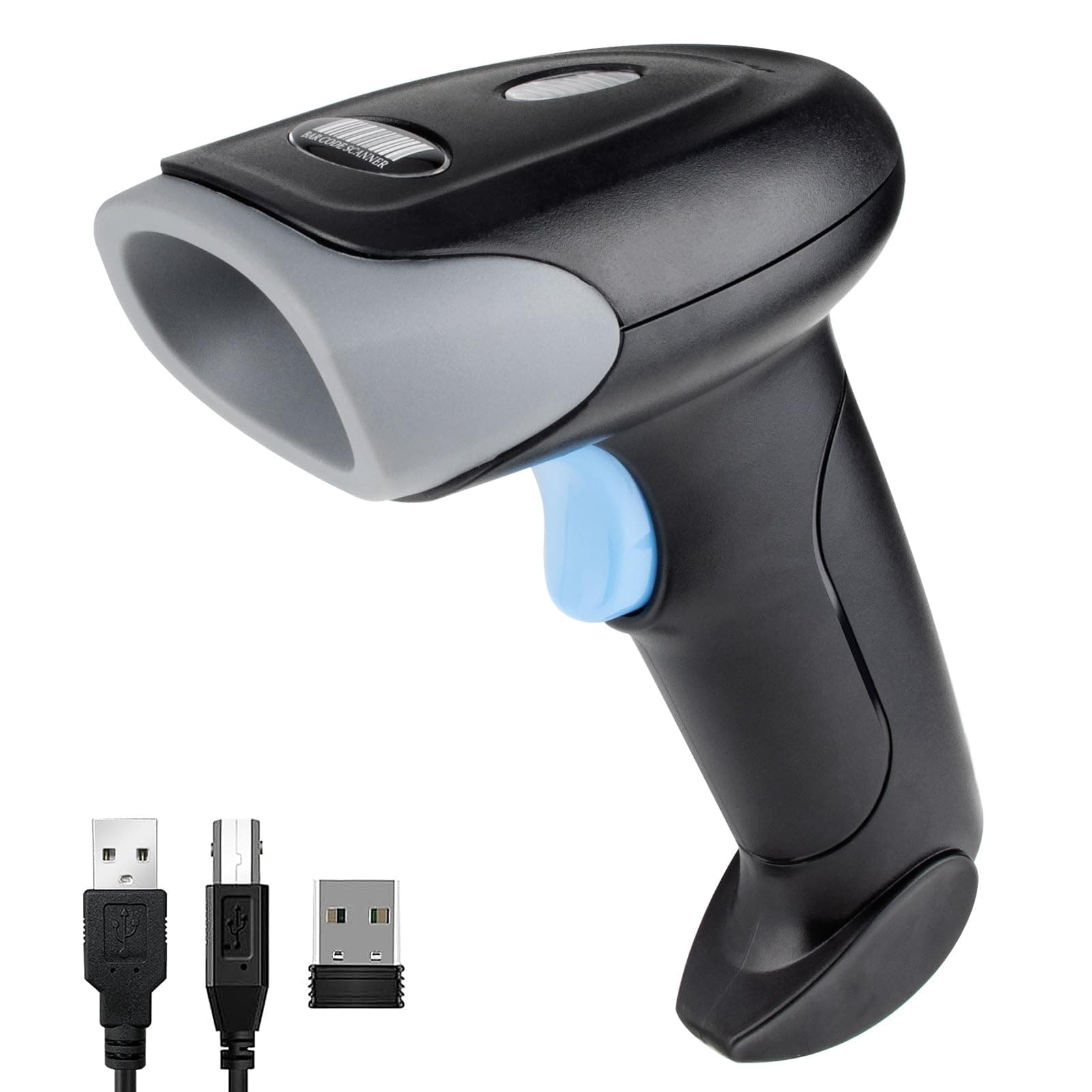 Wireless Barcode Scanner 1D QR Scanner Wireless Handheld Laser Bar Code Reader 3-in-1 with Bluetooth & 2.4G Wireless & USB Wired Works with iPad, Android Phone, iPhone, Laptop-U26