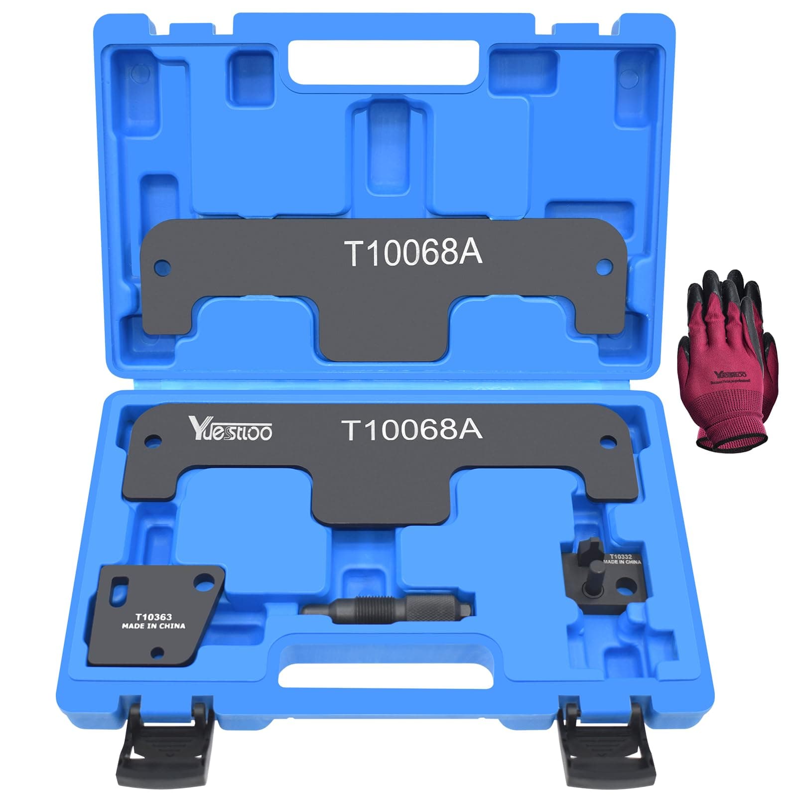 Engine Timing Tool Set, Compatible with Audi VW W8 W12 Touareg 3.2L, Magotan CC 3.0L, Audi & Porsche 3.6L VR6, and Bentley 6.0L / 6.3L W12 Engines, T10068A T10332 T10363, with Gloves