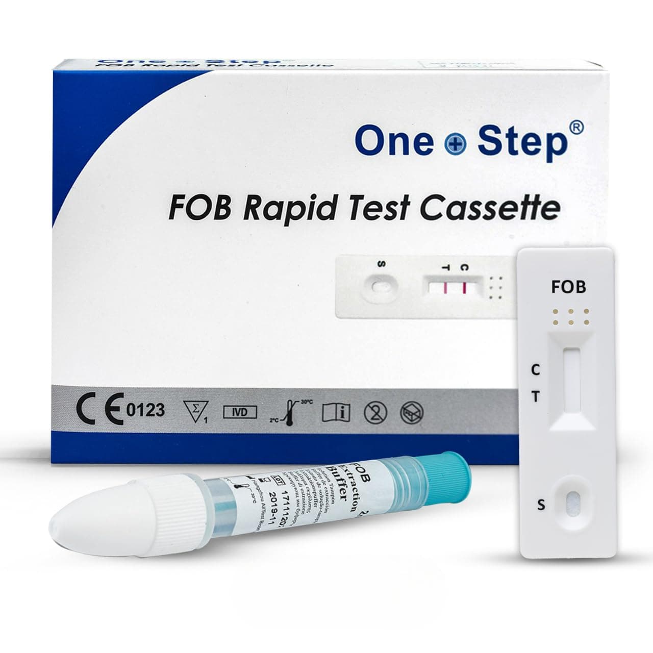 One Step Bowel Test, 2 Test Pack, Colon Faecal Screening Test Kit, Occult Blood in Stools Home Testing, FOB Detection, Ulcers, Polyps, Colitis, Cancer Screen
