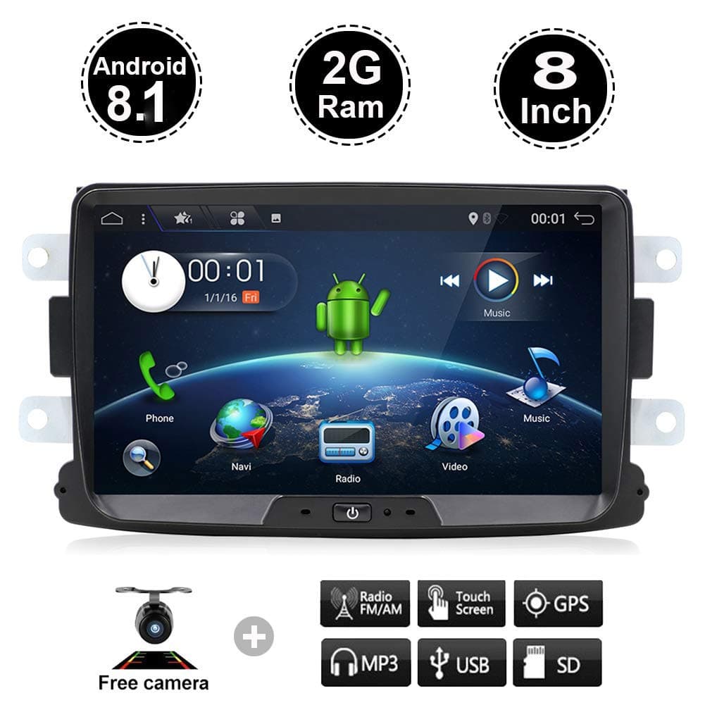 2GB+32GB Android 8.1 GPS Navigation Multimedia Player Car Stereo Car Radio Fit Renault Duster 2010 2011 2012 2013 2014 2015 2016 2017 2018 WiFi bt FM/AM OBD 8" inch HD Full Touch Screen