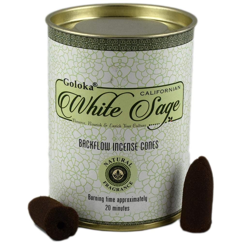 White Sage Backflow Incense Cones - 9cm x 7cm (Pack of 6) - Premium Aromatic Relaxation - Perfect for Home & Office Decor