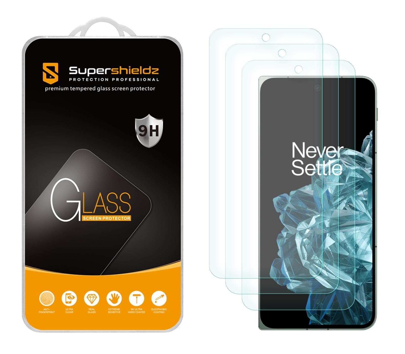 (3 Pack) Designed for OnePlus Open (Front Screen Only) Tempered Glass Screen Protector, Anti Scratch, Bubble Free
