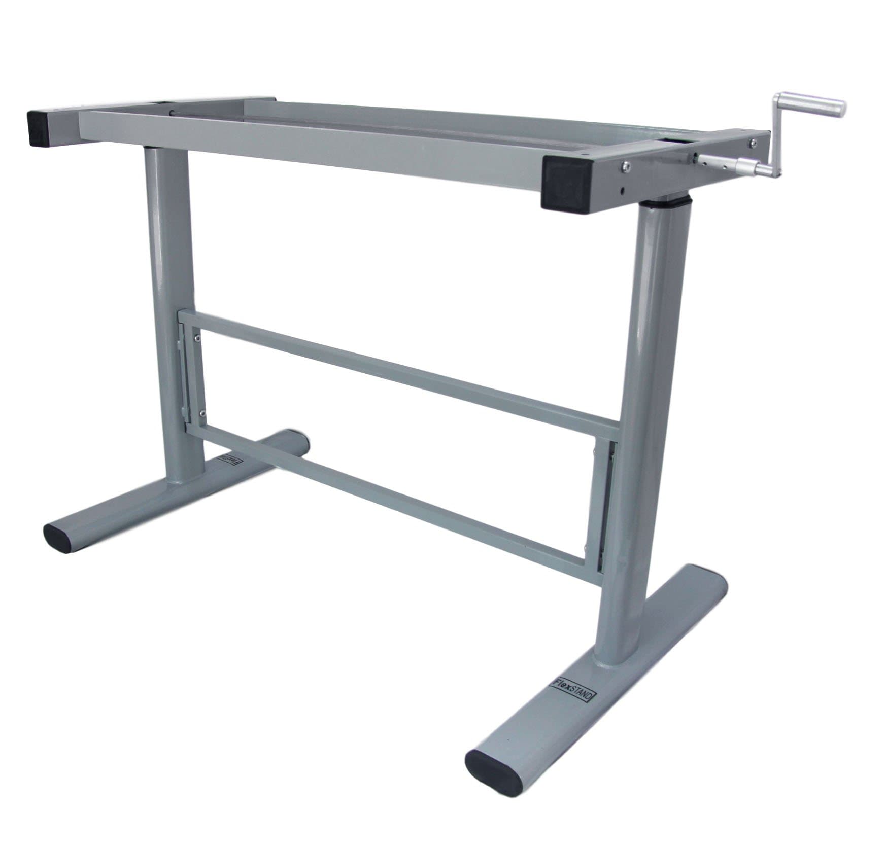 Manual Height Adjustable Standing Desk Base Frame, Stand Up Sit Down Table Workstation Legs, Silver [Base Only, Desk Top Not Included]