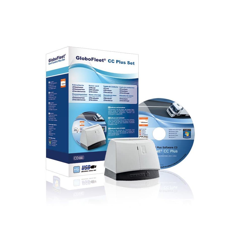 GloboFleet Card Control Plus Set Starter Set for Reading Analysing and Archiving the Driver Card with Infringement Analysis and Chip Card Reader